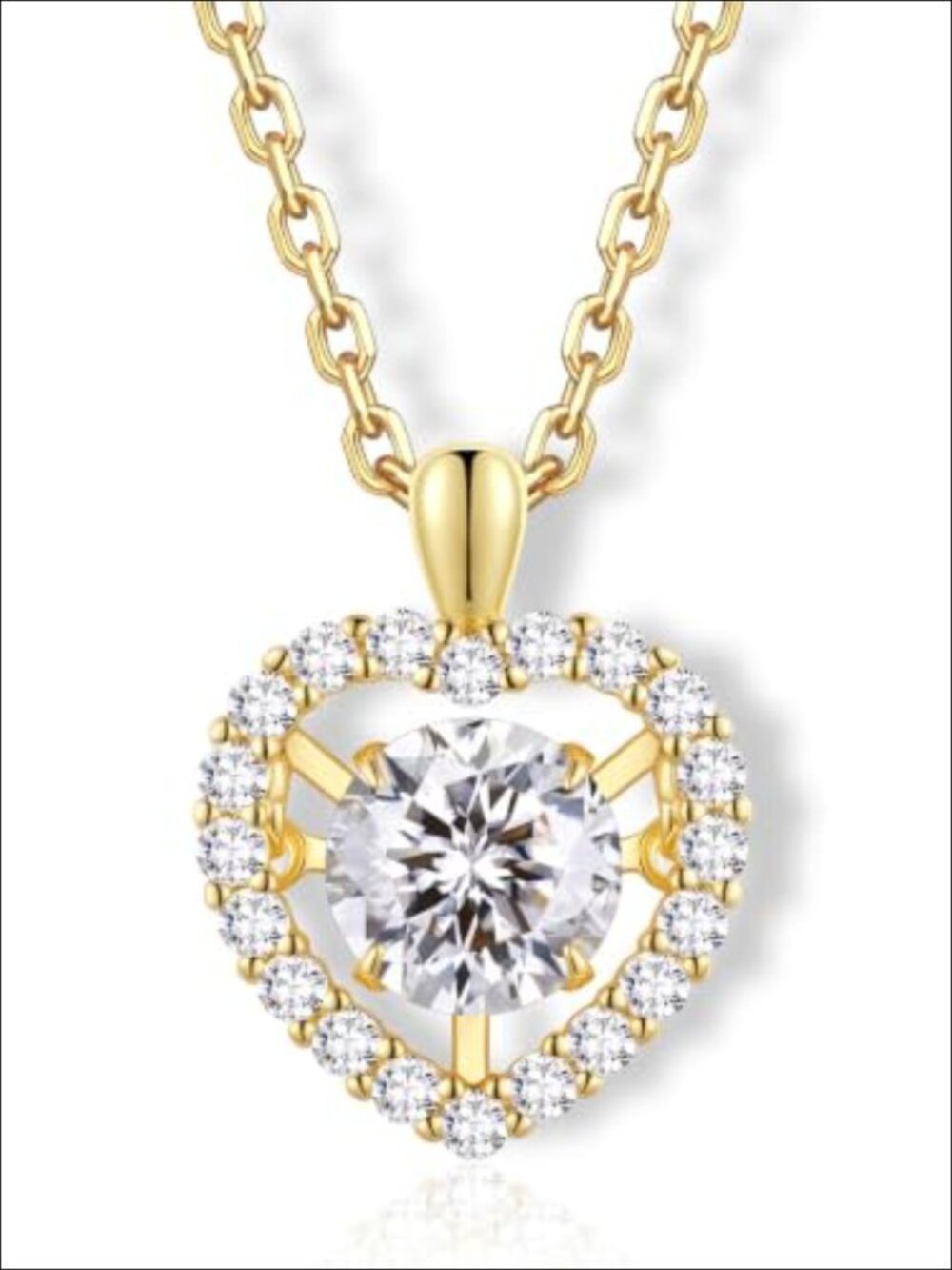 Dancing Moissanite Necklace for Women - Heart Pendant, Lab-Created Diamond,